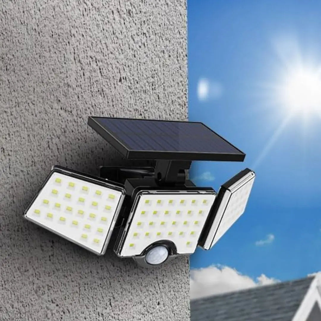 Lumora Solar Security Lights - 1000LM Floodlights with 3 Adjustable Heads and Motion Sensor