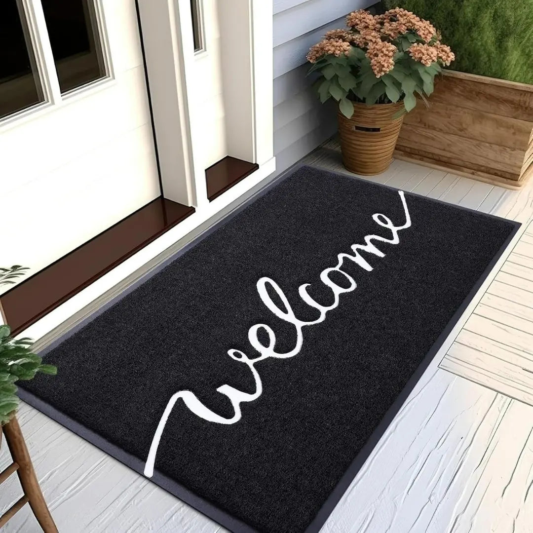 Threshold Atelier Script Door Mat - Low-Profile Non-Slip PVC and Rubber Entrance Mat