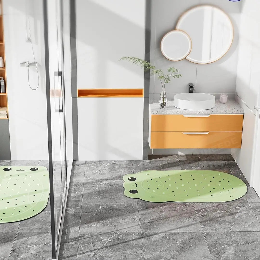Frog-Shaped Non Slip Bath Mat for Kids - 76x45 cm