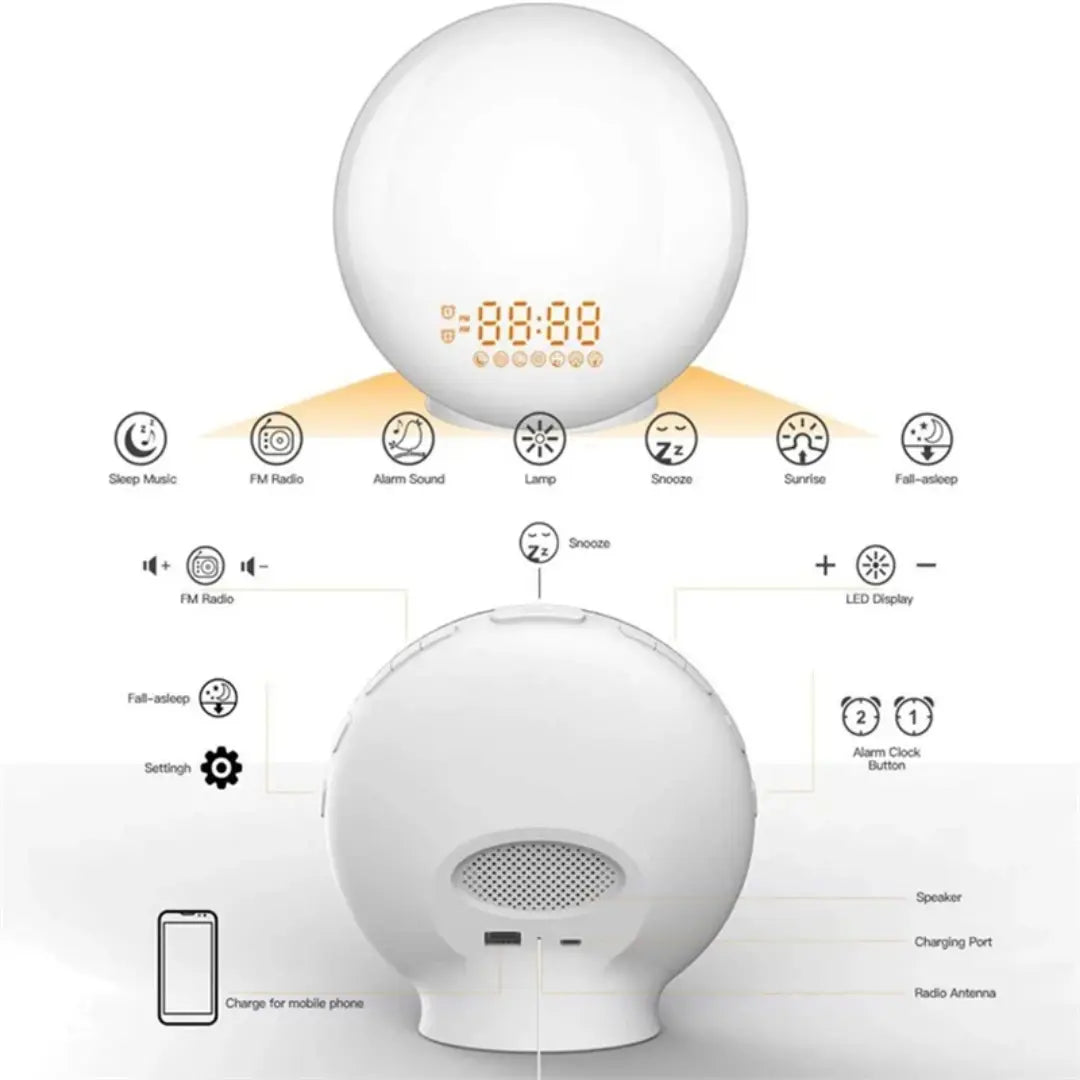Wake Up Light Alarm Clock with Sunrise and Sunset Simulation