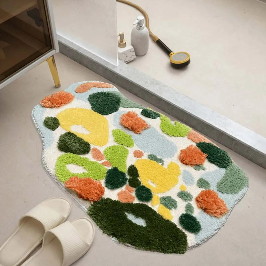 Mossora 3D Irregular Moss Bath Rug - Absorbent Non-Slip Microfiber Bathroom Mat