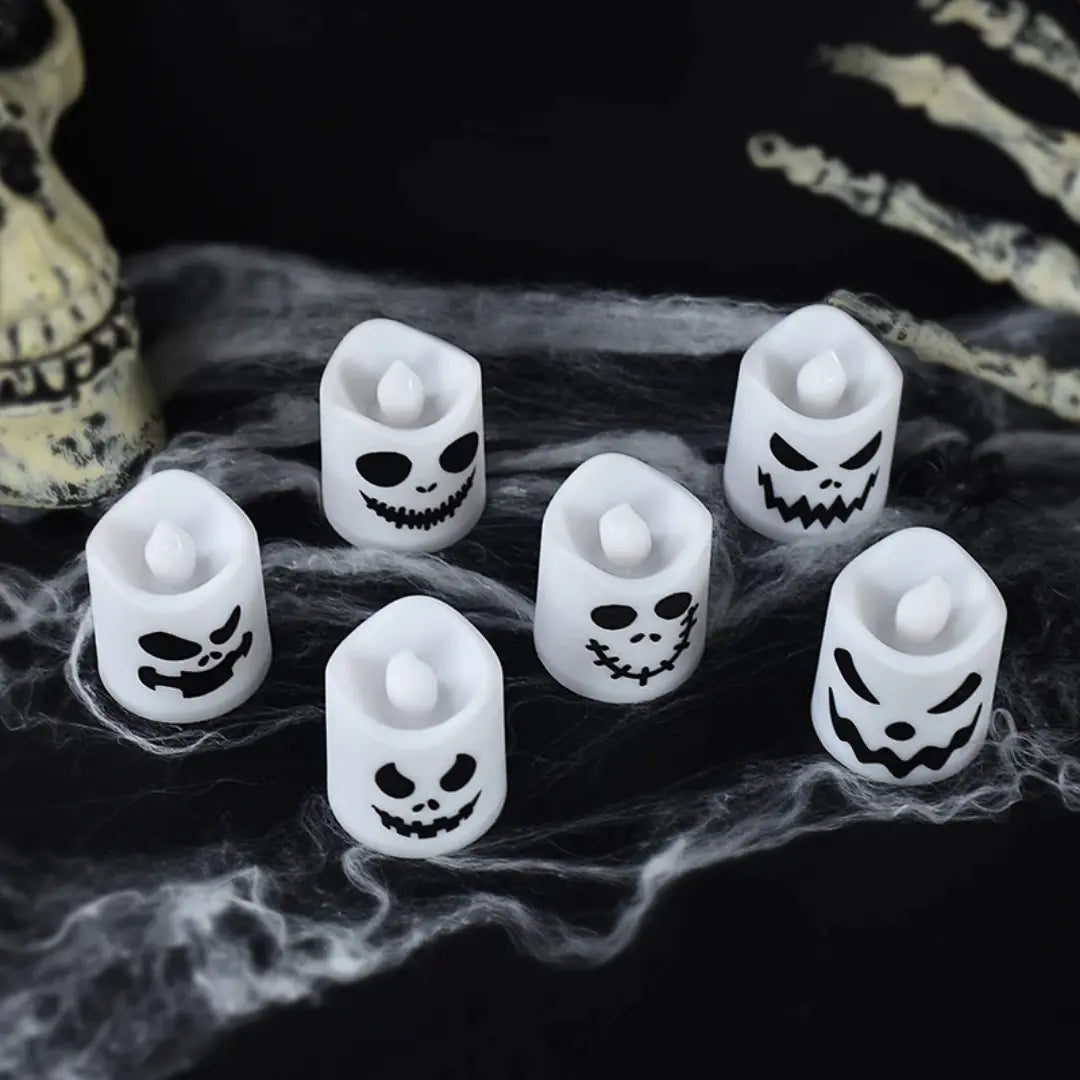 6 PCs Halloween LED Ghost Pumpkin Candle Light