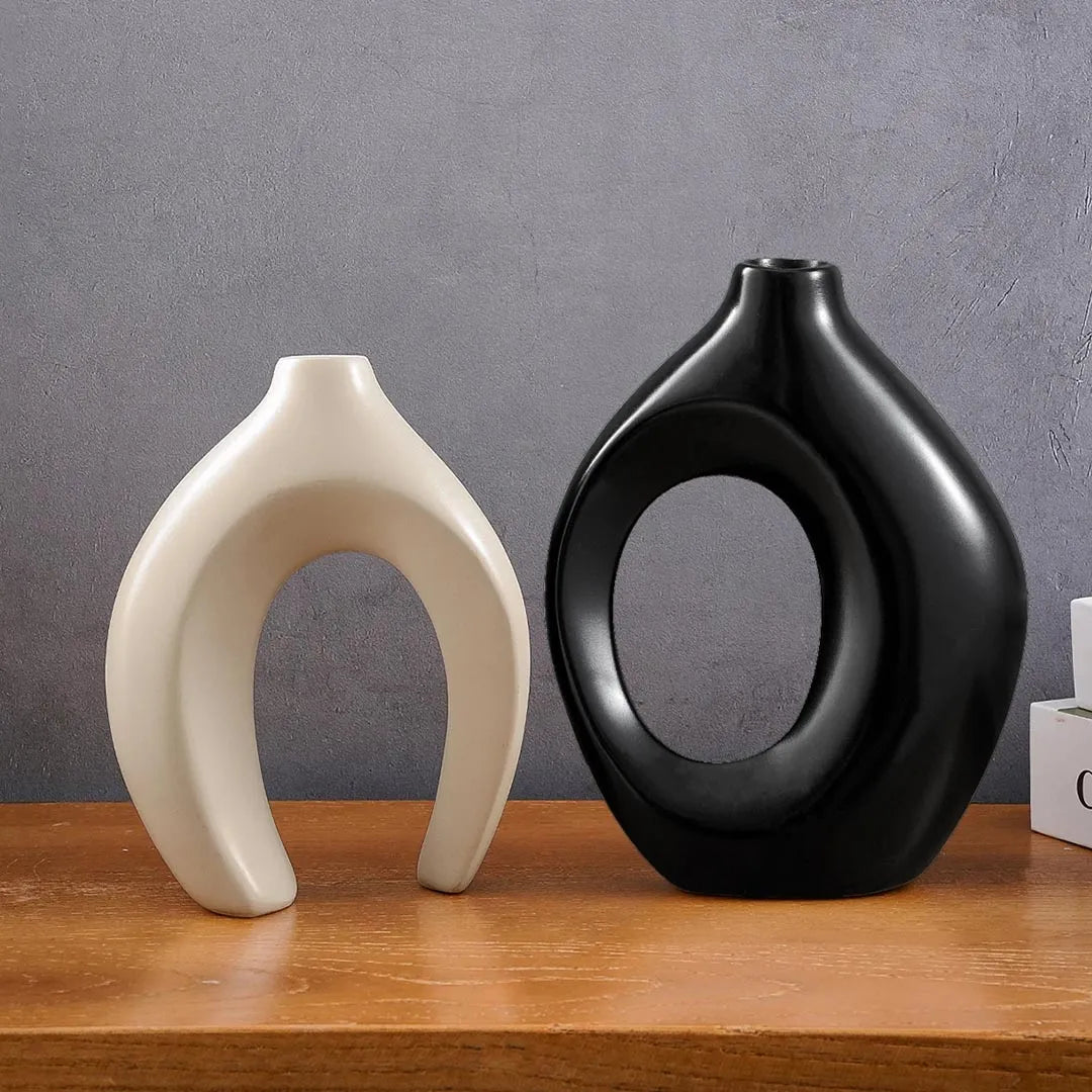 2PCs Modern Ceramic Vase Set - Creative Couple