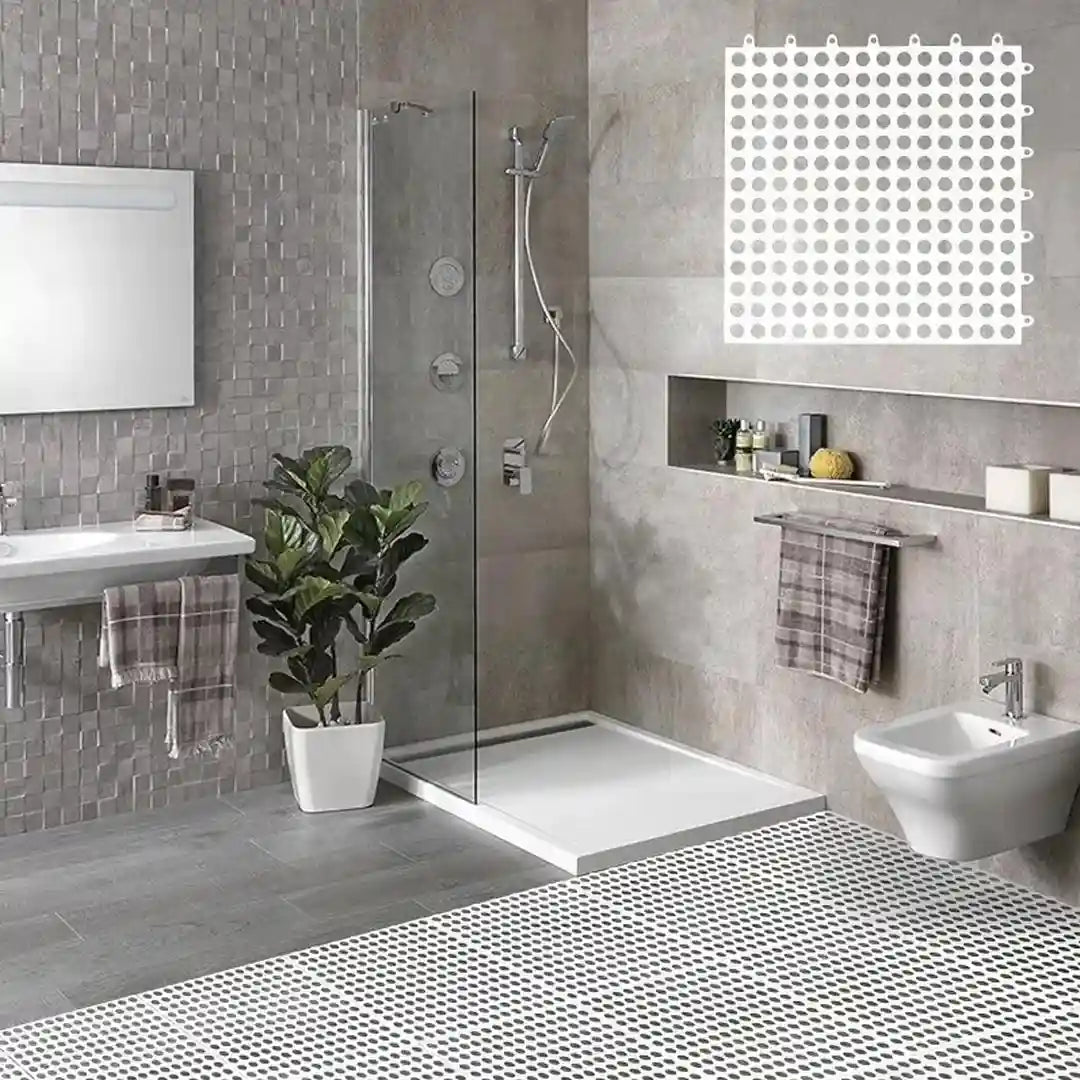 Waterproof Splicing Shower Floor Mats - Anti-Slip Interlocking Tiles