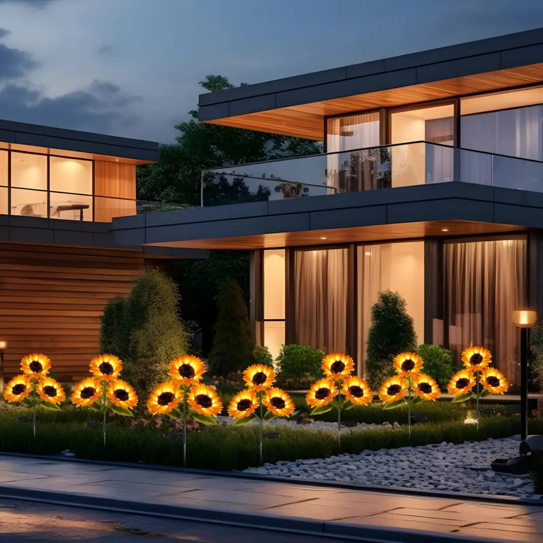 Solari SunBloom Solar Flower Lights - Lifelike Sunflower Outdoor Garden Decoration