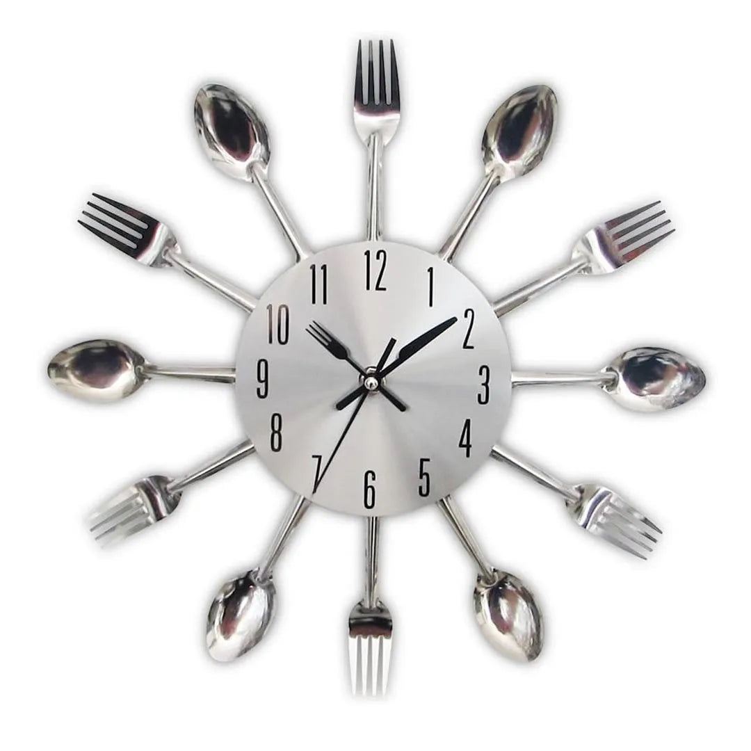 Timelike 3D Removable Modern Creative Cutlery Kitchen Spoon Fork Wall Clock