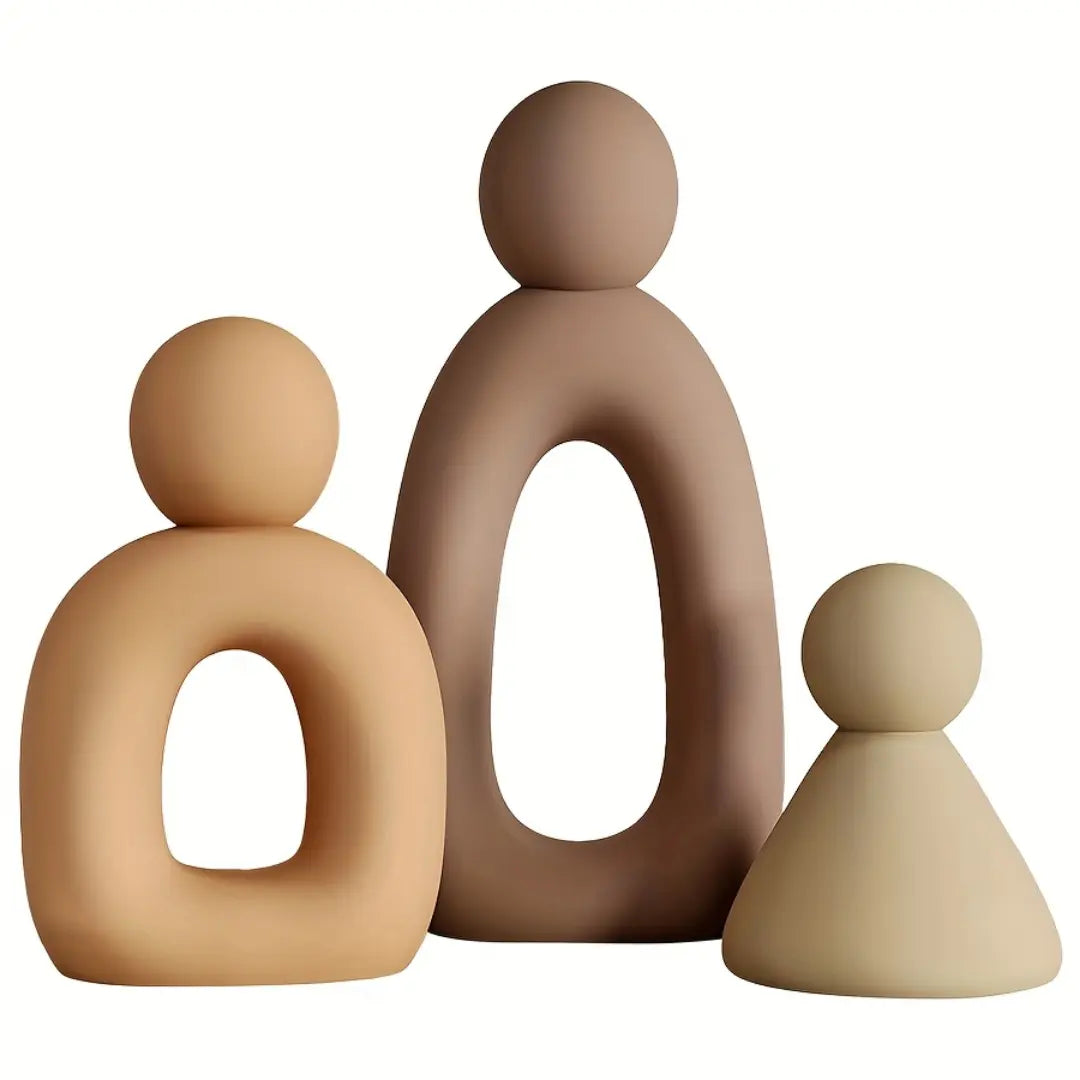 Modern Minimalist Resin Abstract Family of Three Figurine Set for Home Decor