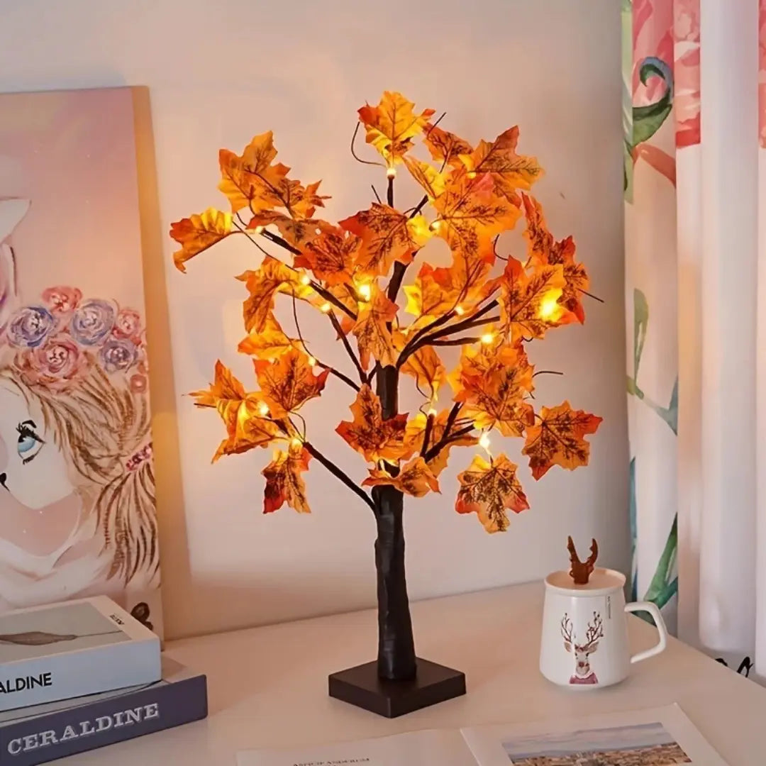 Artificial Maple Tree Lamp with LED Lights - Perfect for Halloween and Christmas Decor