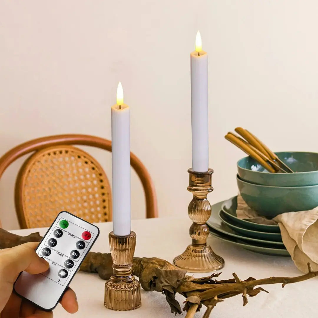 Set of 6 Flameless LED Taper Candles with Remote