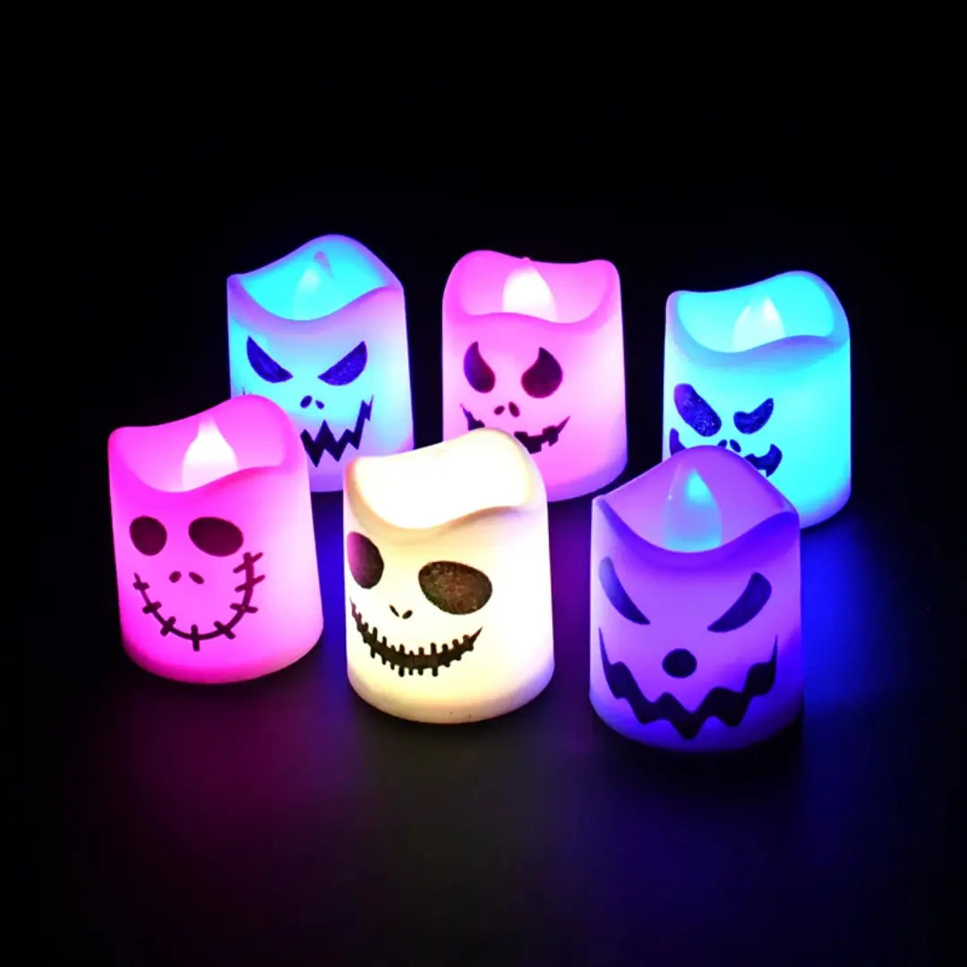 6 PCs Halloween LED Ghost Pumpkin Candle Light
