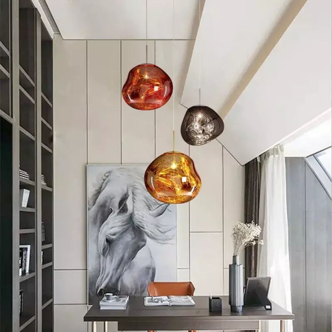 Lava Flow Pendant Light - Sculptural Modern Melting Glass Fixture
