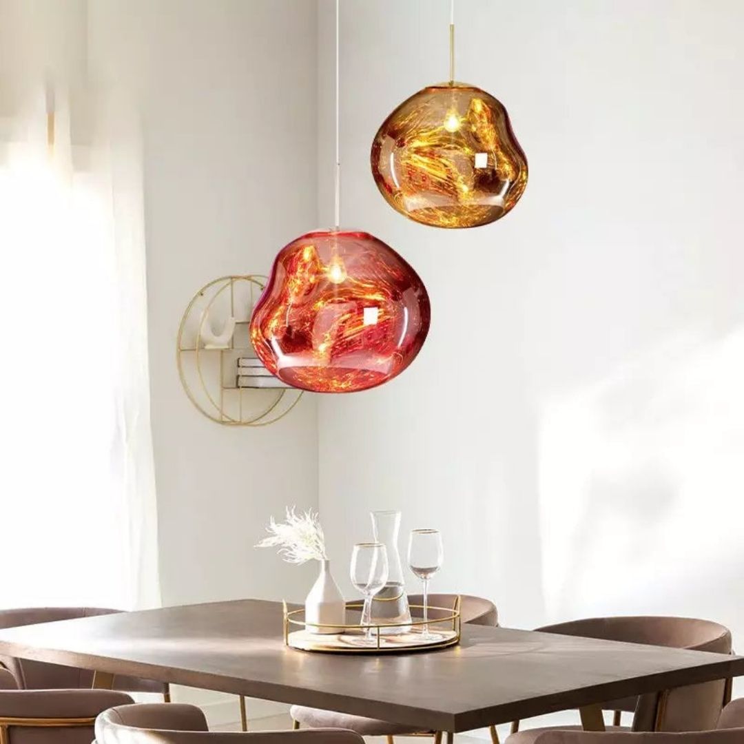 Lava Flow Pendant Light - Sculptural Modern Melting Glass Fixture