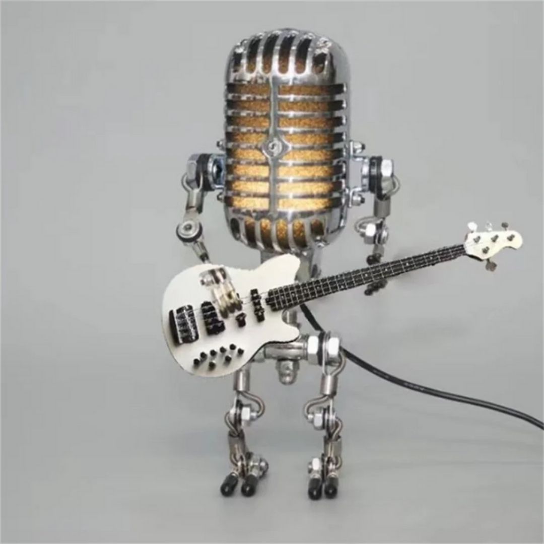 GuitarLamp Robot Table Lamp - Dimmable LED Light with Guitar Accent