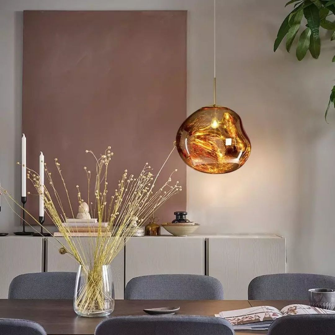 Lava Flow Pendant Light - Sculptural Modern Melting Glass Fixture