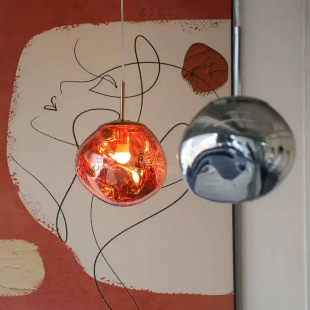 Lava Flow Pendant Light - Sculptural Modern Melting Glass Fixture