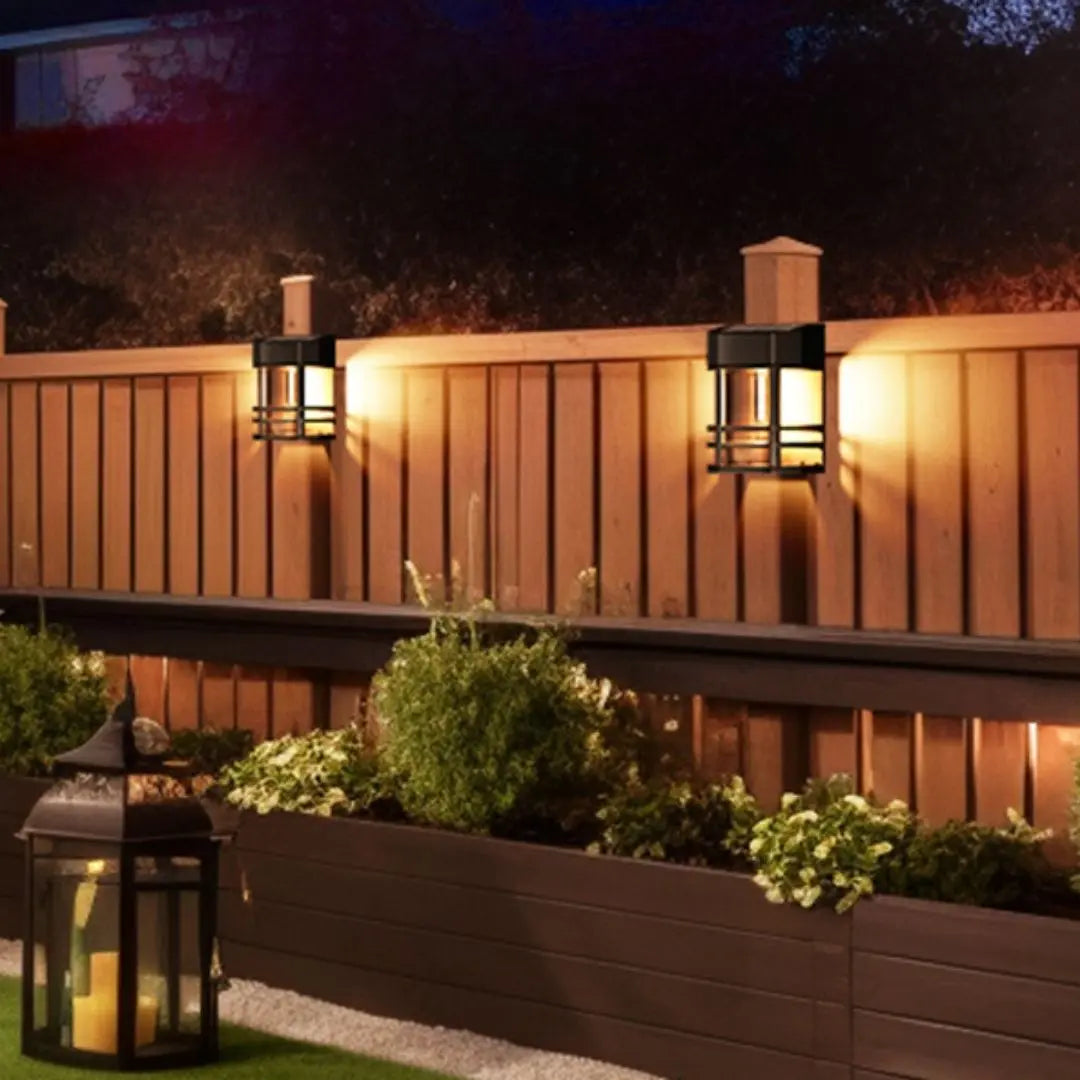 Solora Retro Solar Fence Lights - Waterproof LED Outdoor Wall Lamps for Cozy Garden and Patio Ambience