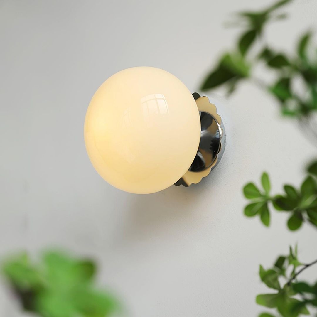 Marshmallow Globe Wall Sconce - Soft Glass Glow with Modern Chrome Finish