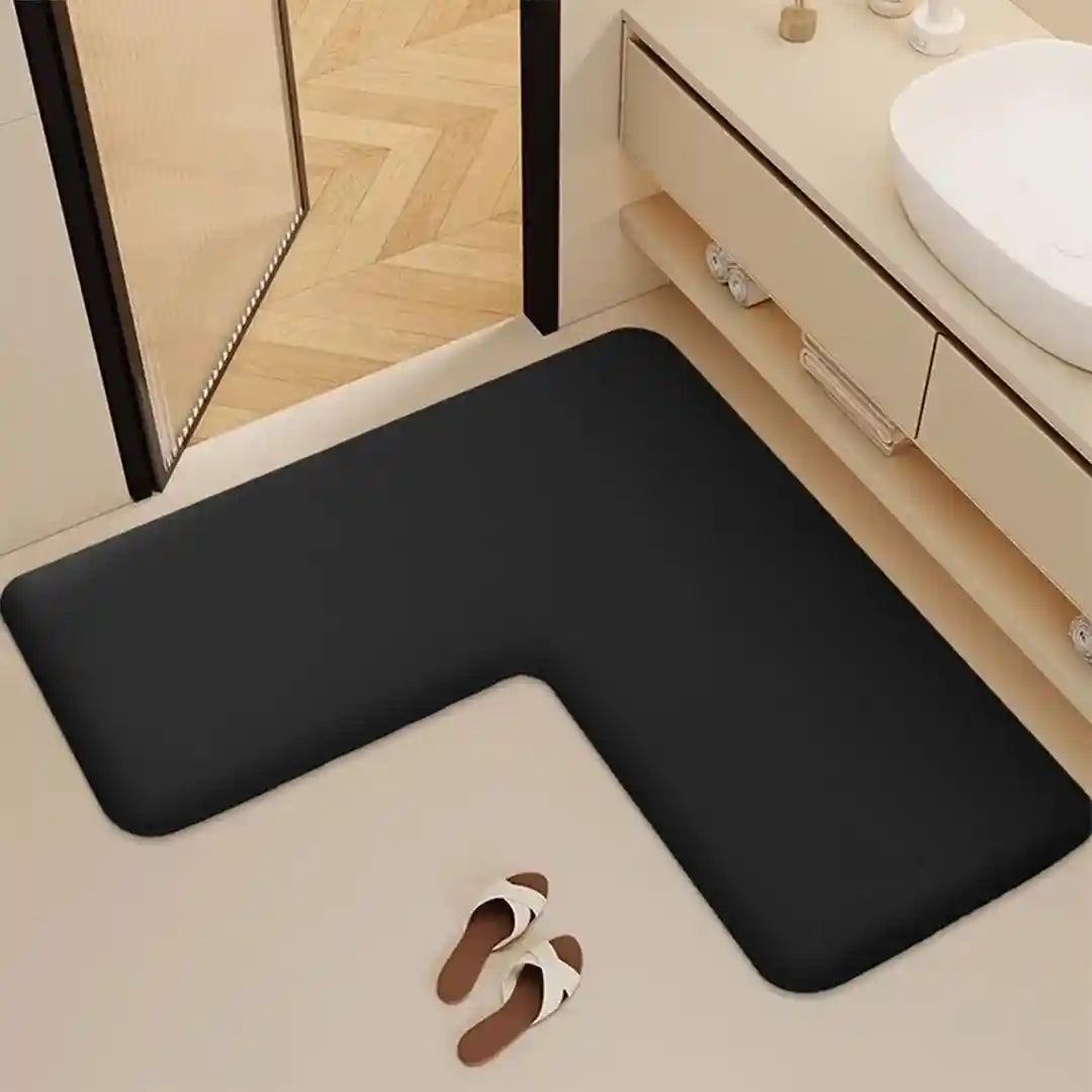 L-Shaped Thickened Flannel Non Slip Bath Mat