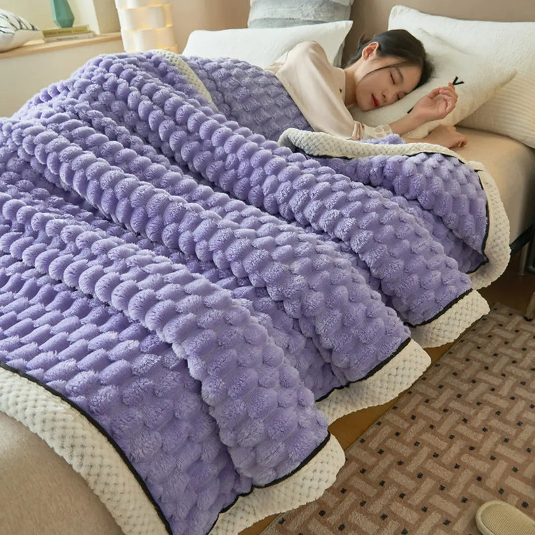 Tavira 3D Turtle Shell Jacquard Throw Blanket - Super Soft Flannel Plush All-Season Blanket