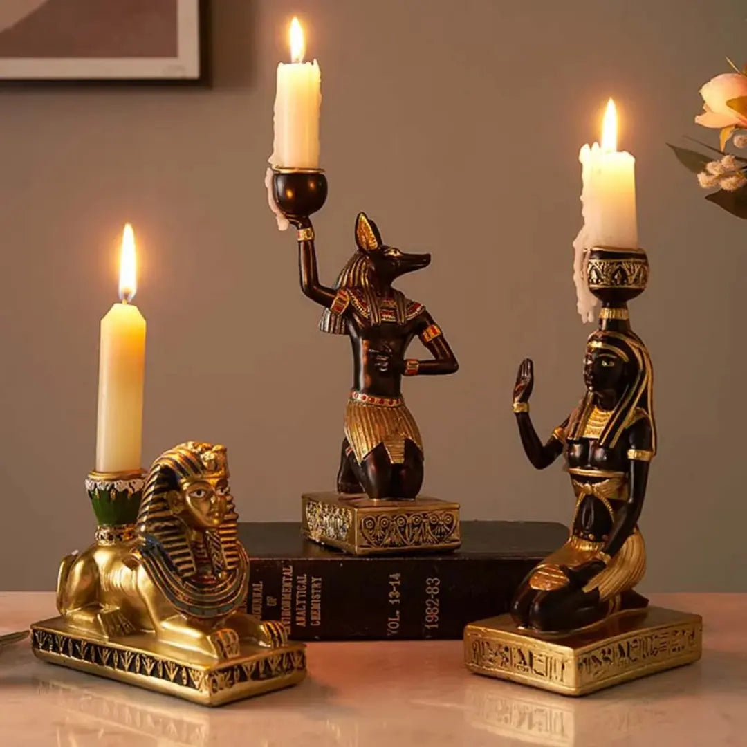 Set of 3 Pcs Ancient Egyptian Candle Holders