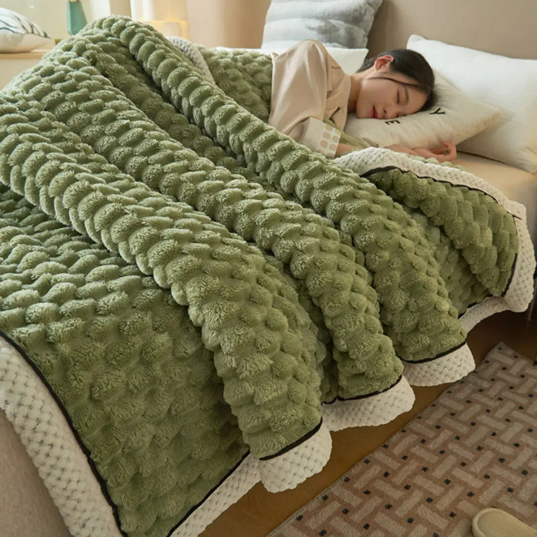 Tavira 3D Turtle Shell Jacquard Throw Blanket - Super Soft Flannel Plush All-Season Blanket
