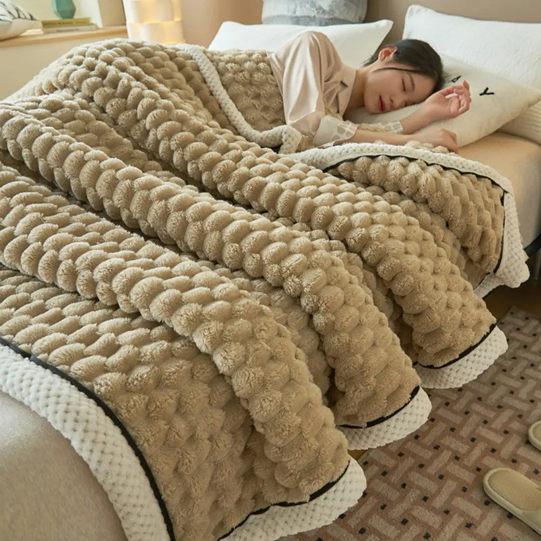 Tavira 3D Turtle Shell Jacquard Throw Blanket - Super Soft Flannel Plush All-Season Blanket