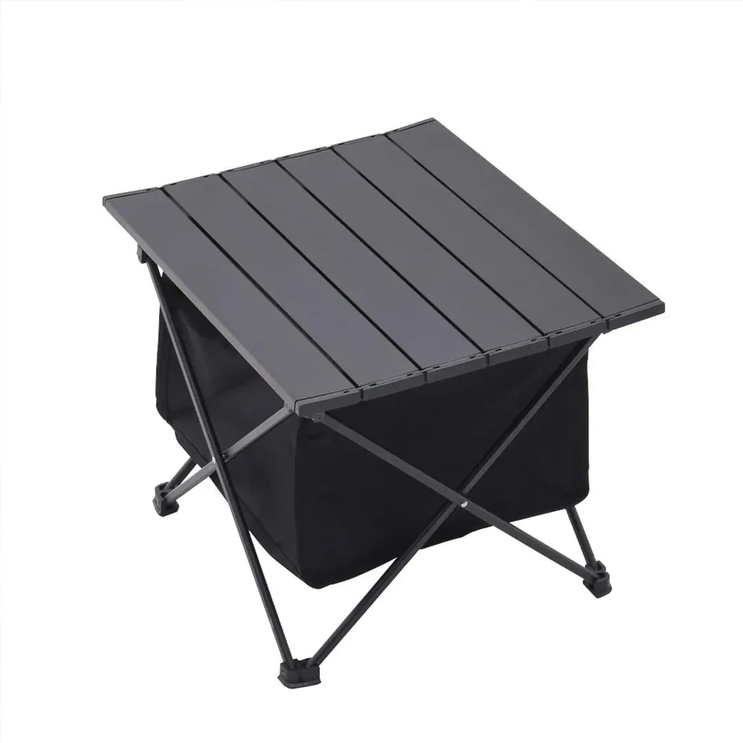 Foldable Aluminum Camp Table with Removable Storage Basket