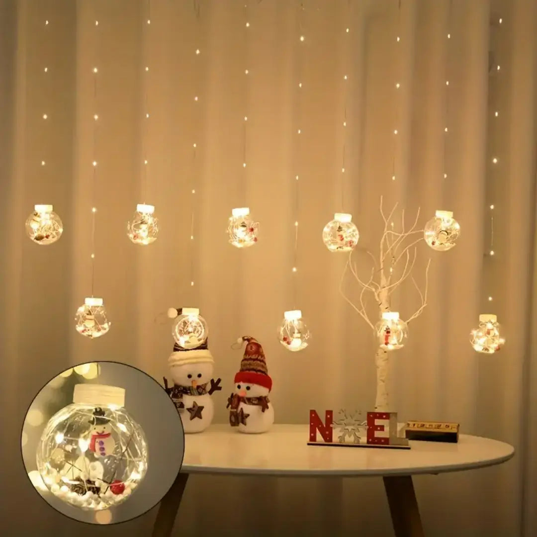 Solvia Classic Christmas LED Curtain Lights - USB Powered Pendant with Wishing Ball Design