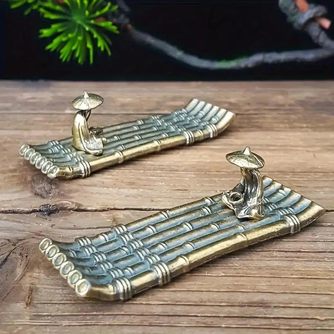 Boat Shaped Incense Holder - Zinc Alloy Golden Figurine Burner