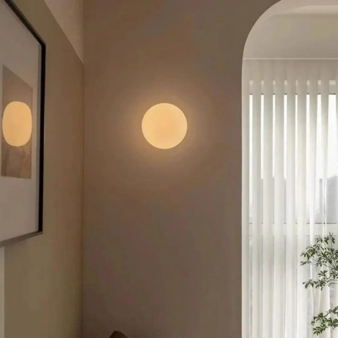 Aditya Circular Wall Light - Sleek Milk Glass Elegance for Modern Interiors