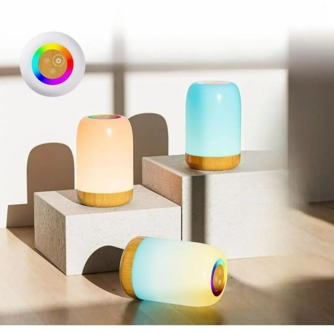 LumiAura Portable RGB Touch Night Light - Stylish Rechargeable Bedside Lamp