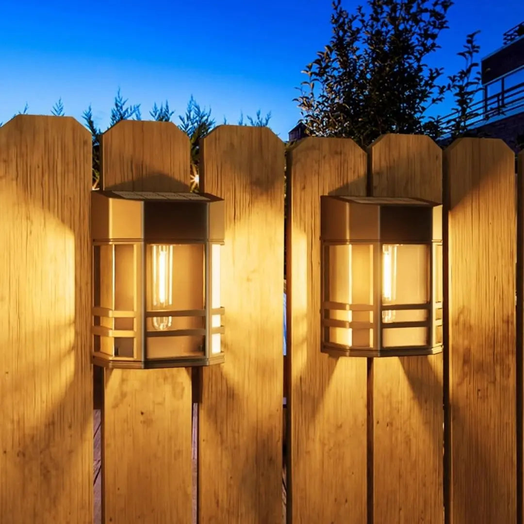 Solora Retro Solar Fence Lights - Waterproof LED Outdoor Wall Lamps for Cozy Garden and Patio Ambience
