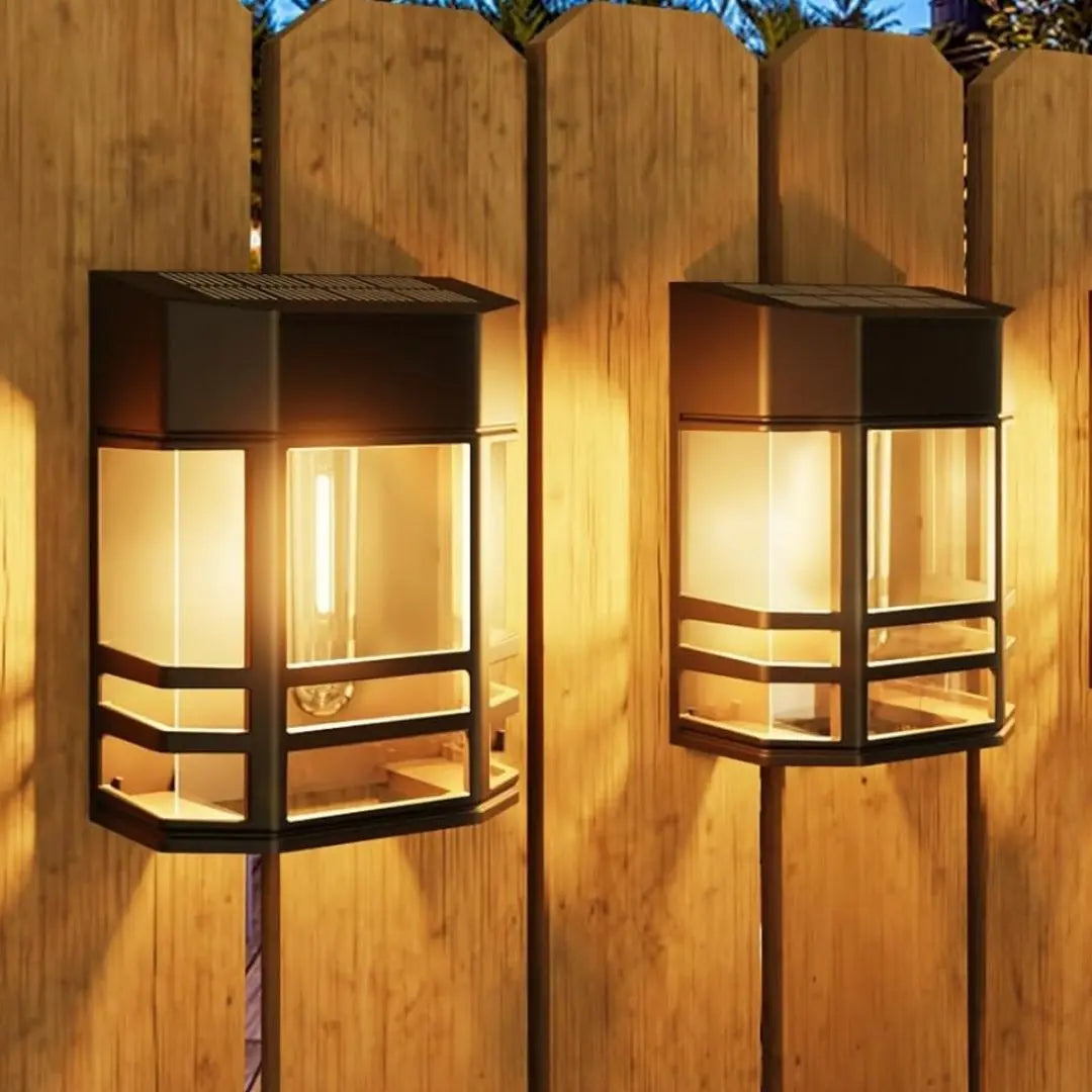 Solora Retro Solar Fence Lights - Waterproof LED Outdoor Wall Lamps for Cozy Garden and Patio Ambience