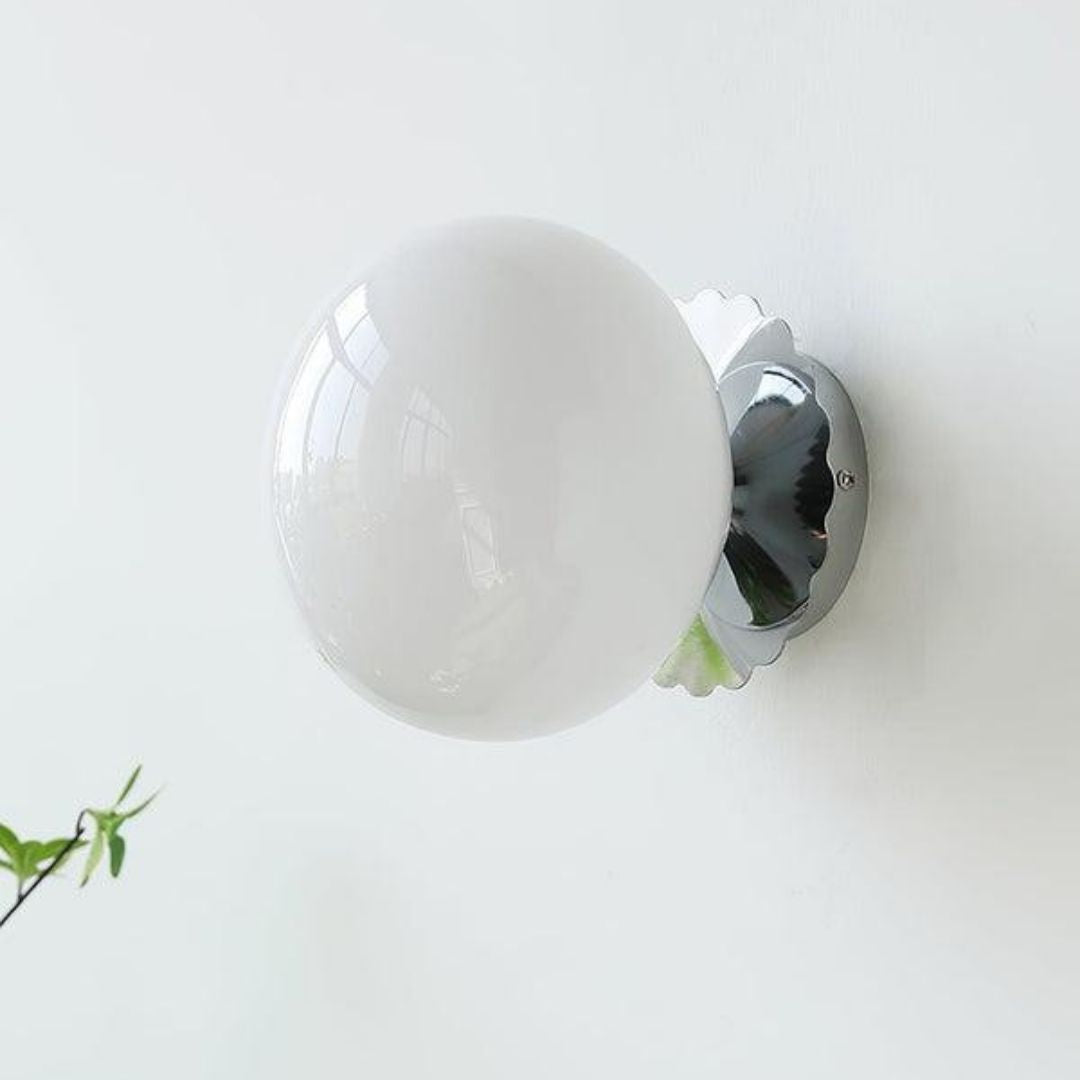 Marshmallow Globe Wall Sconce - Soft Glass Glow with Modern Chrome Finish