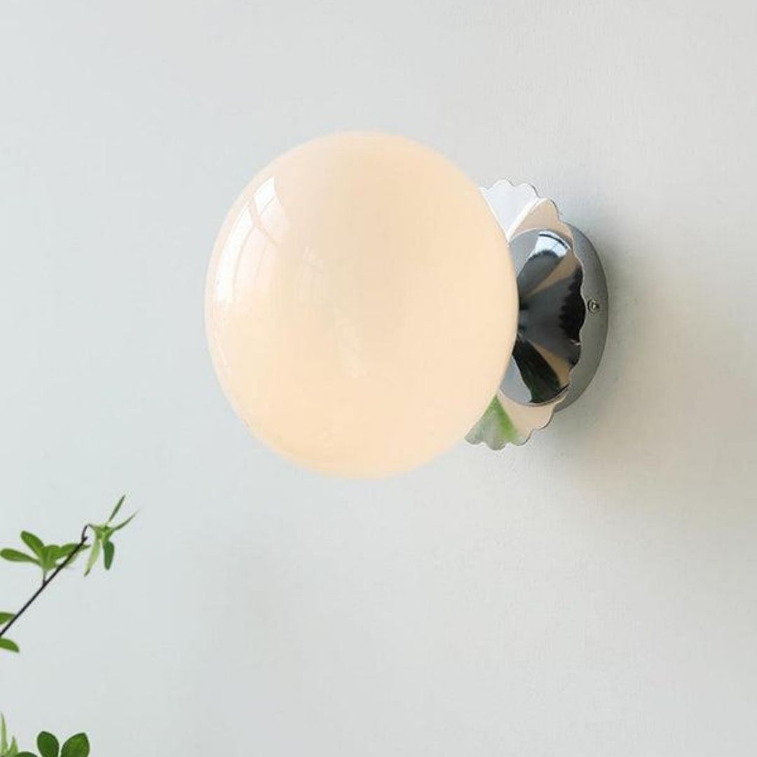 Marshmallow Globe Wall Sconce - Soft Glass Glow with Modern Chrome Finish