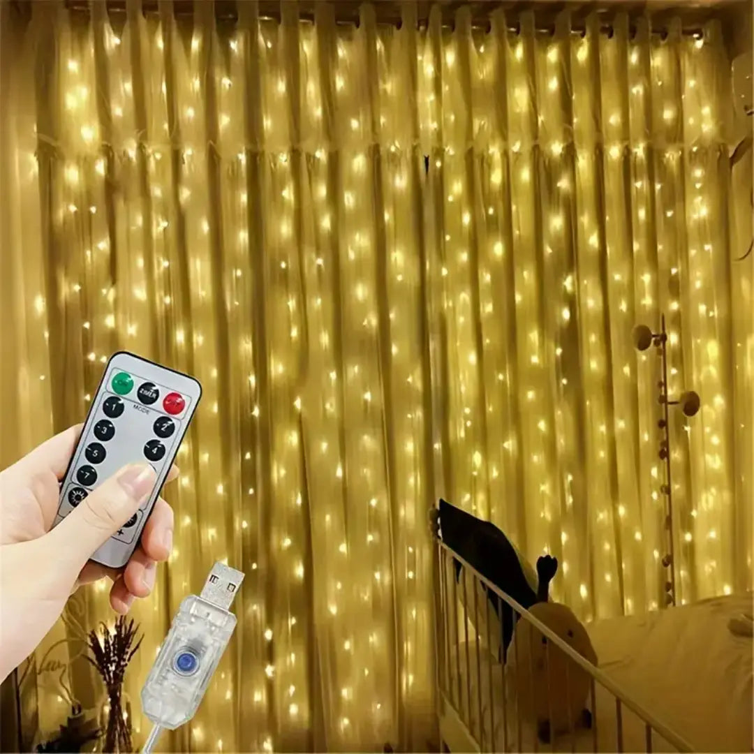 Veyra USB Curtain Light String - Remote Controlled Indoor String Lights
