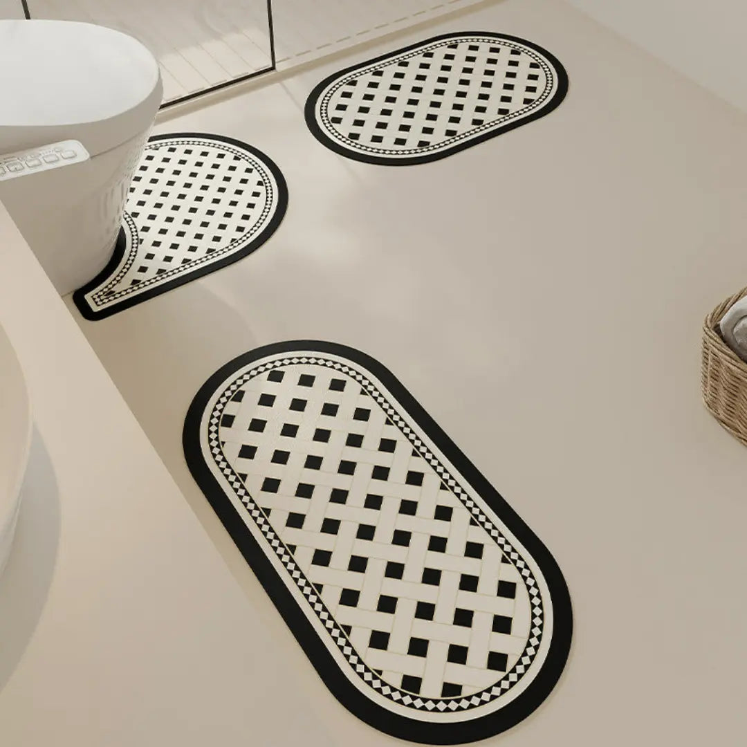 Alvienne 3-Piece Absorbent Diatom Mud Bathroom Mat Set - Quick-Dry Non-Slip Floor Mats