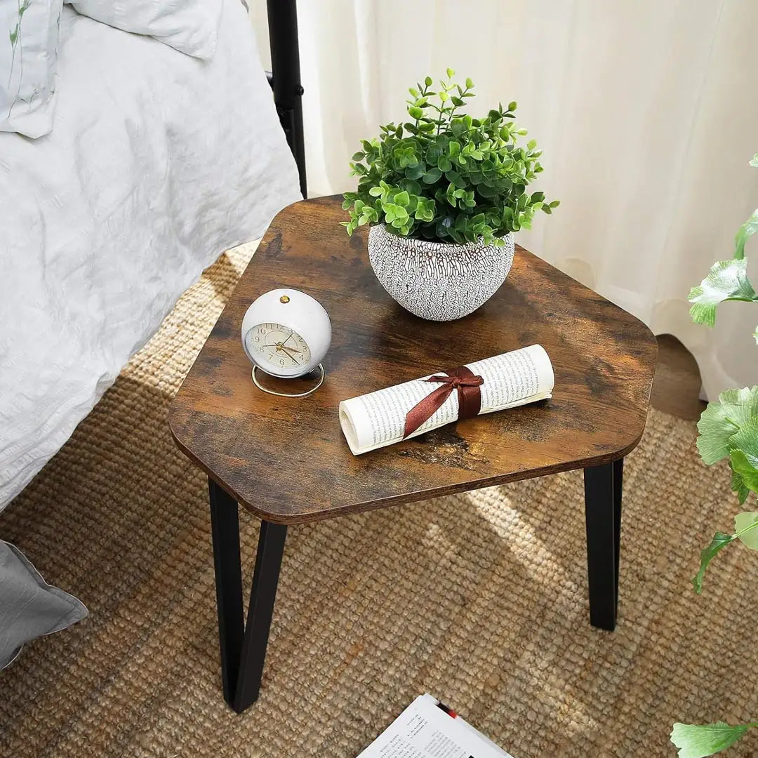 Nesting Coffee Table Set of 3 - Industrial Rustic Brown & Black Side Tables
