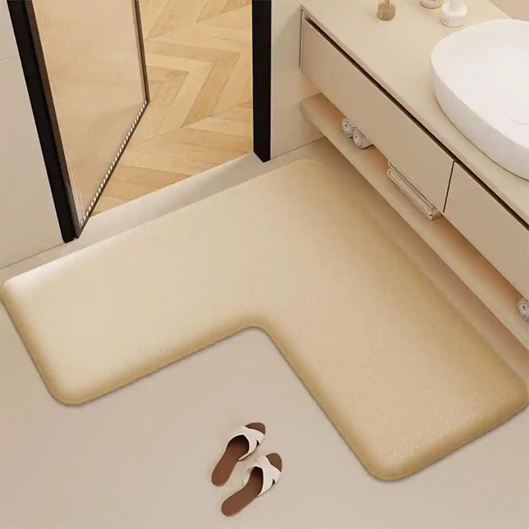 L-Shaped Thickened Flannel Non Slip Bath Mat