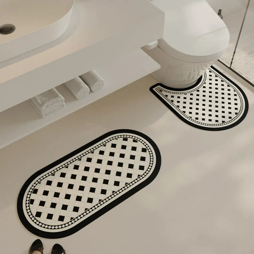 Alvienne 3-Piece Absorbent Diatom Mud Bathroom Mat Set - Quick-Dry Non-Slip Floor Mats