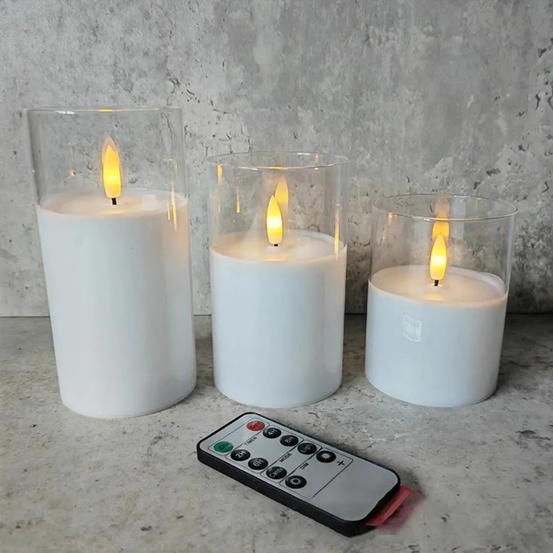 3Pcs Set Flameless Candles with Remote Timer