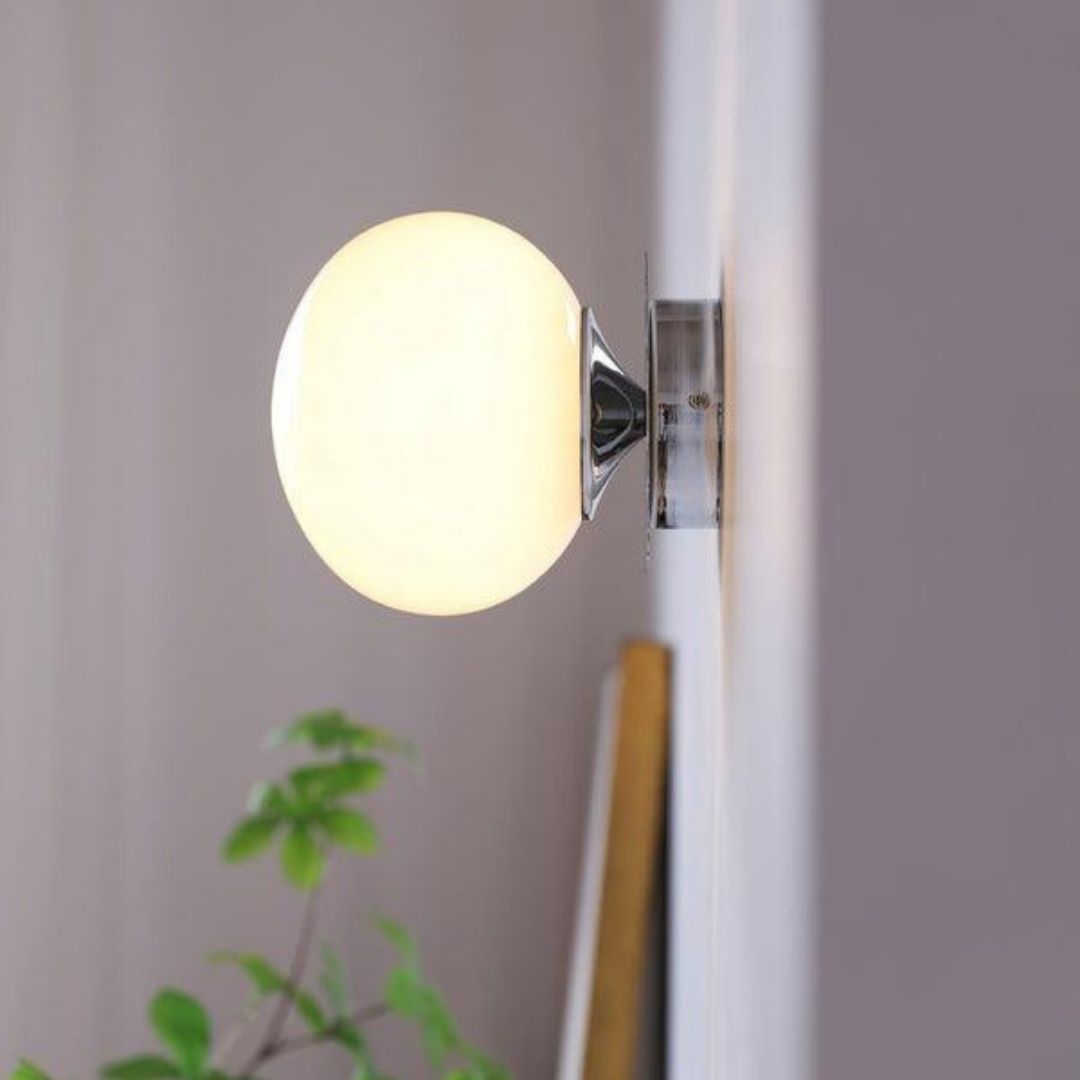 Marshmallow Globe Wall Sconce - Soft Glass Glow with Modern Chrome Finish