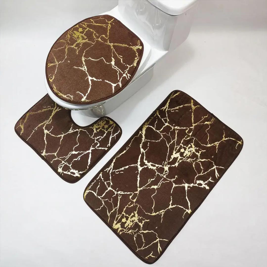 3Pcs Toilet Carpet Set – Quick Dry Bathroom Rugs