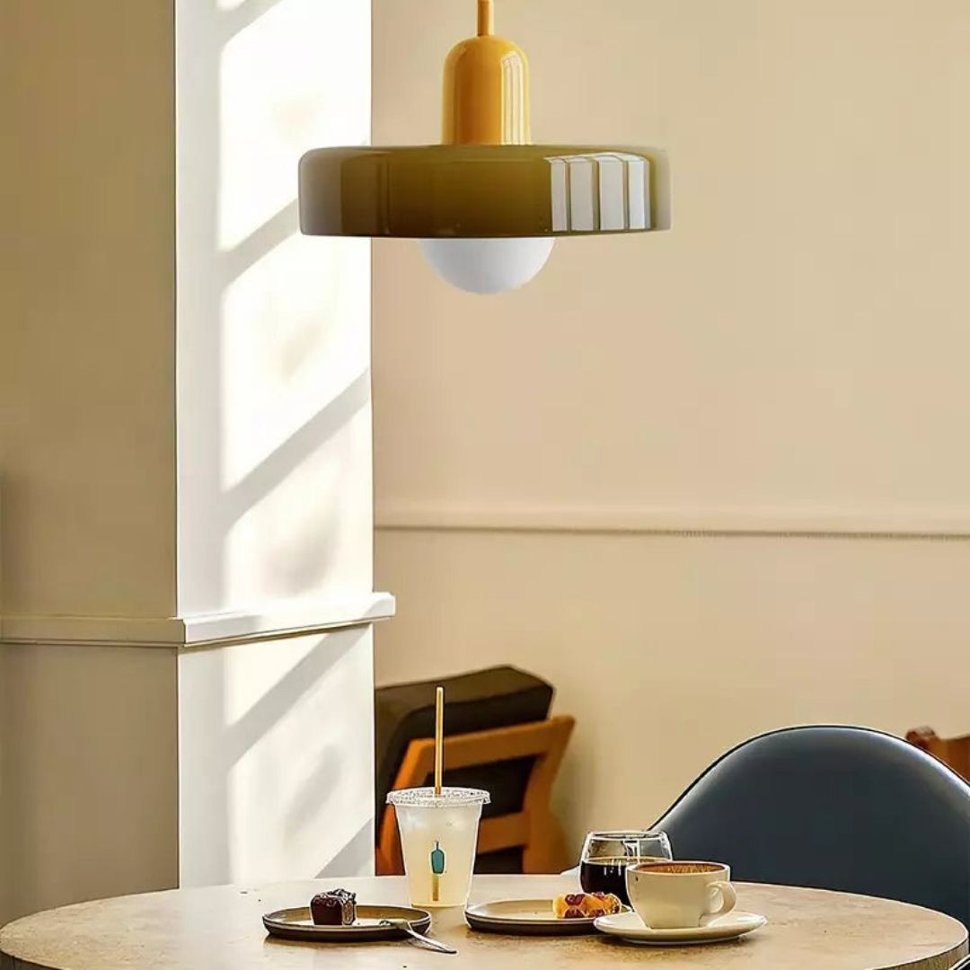 Bauhaus Colored Glass Pendant Light - Modern Minimalist Retro Hanging Fixture