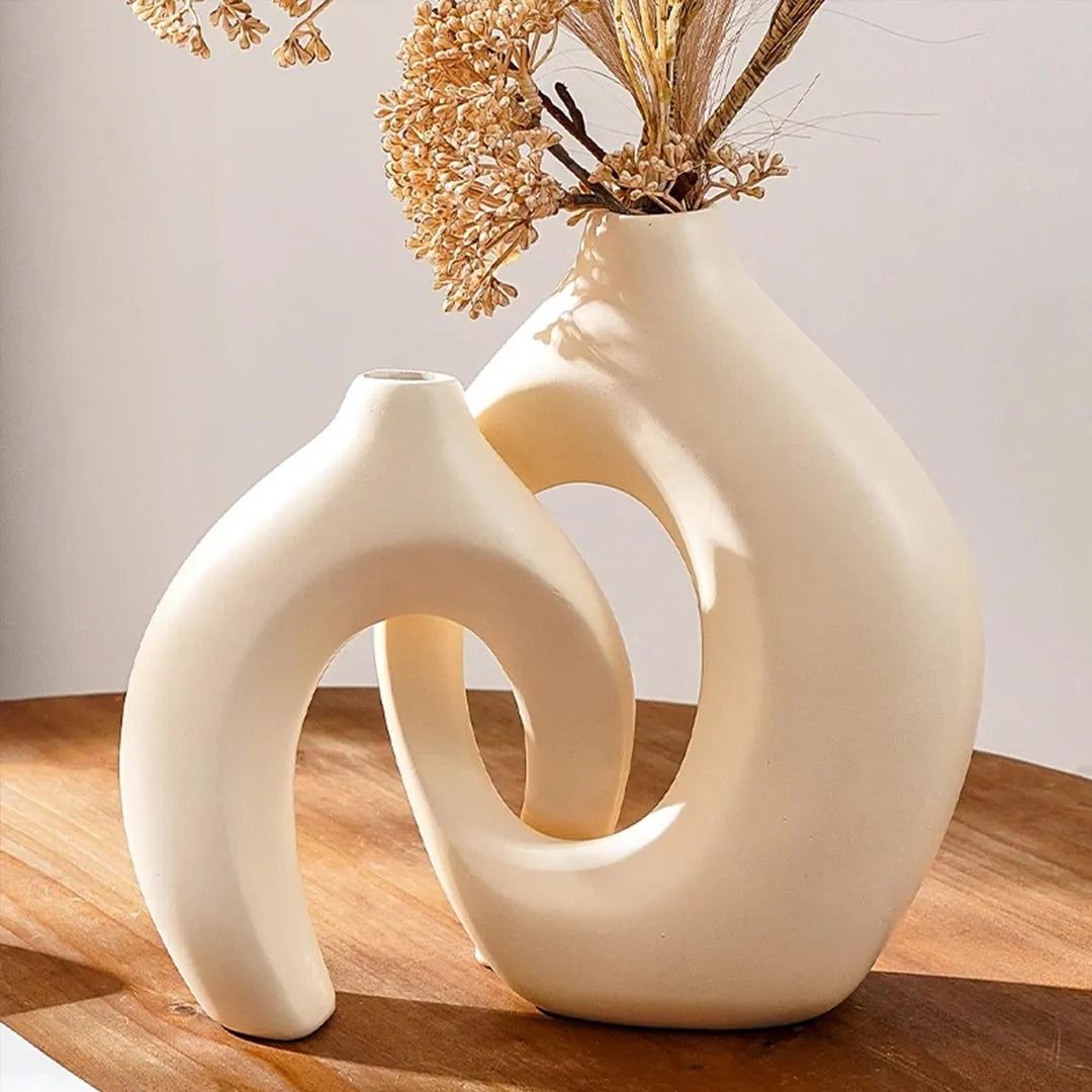 2PCs Modern Ceramic Vase Set - Creative Couple