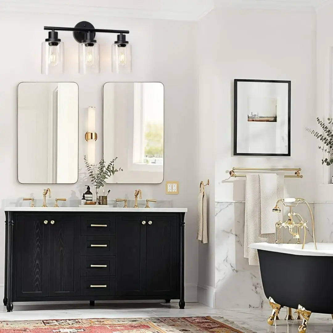 Nuvoro Black Retro Indoor Wall Lamp - Matte Finish Vanity Light with Reversible Mount