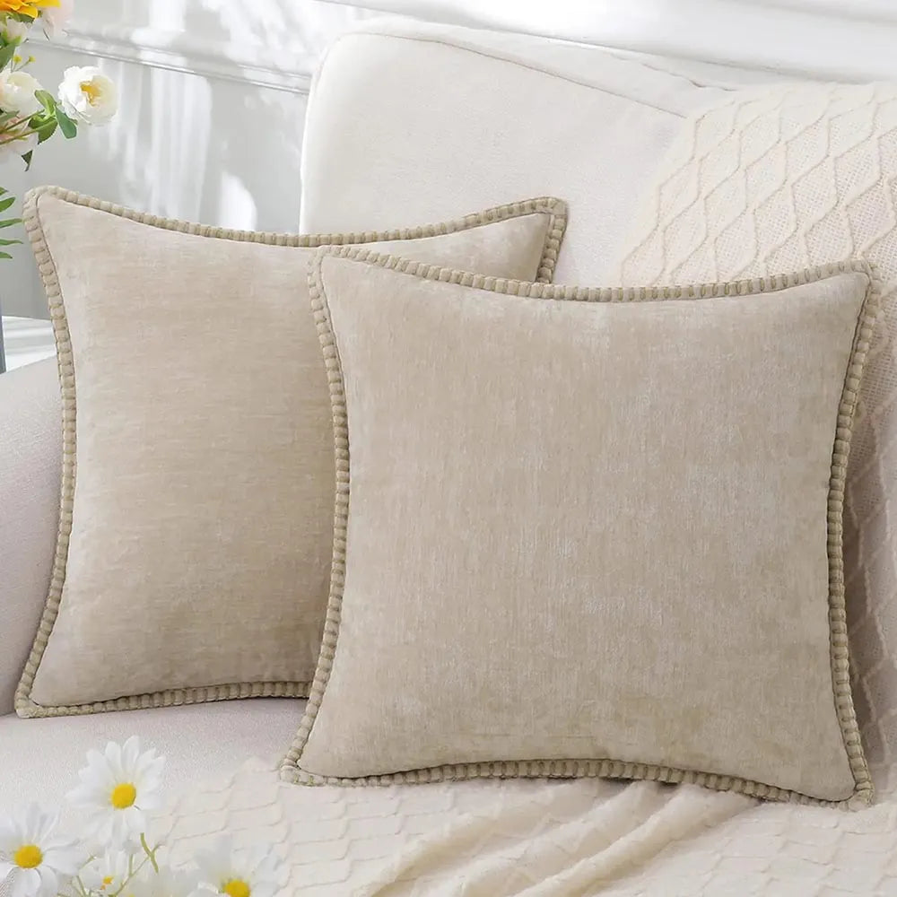 Set of 2 Chenille Cushion Covers – Modern Pillowcases for Sofa & Home Decor