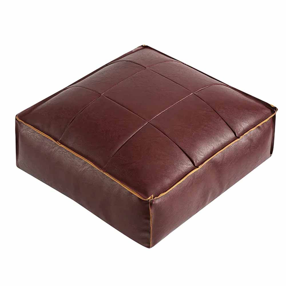Leather Square Floor Pouf Cover