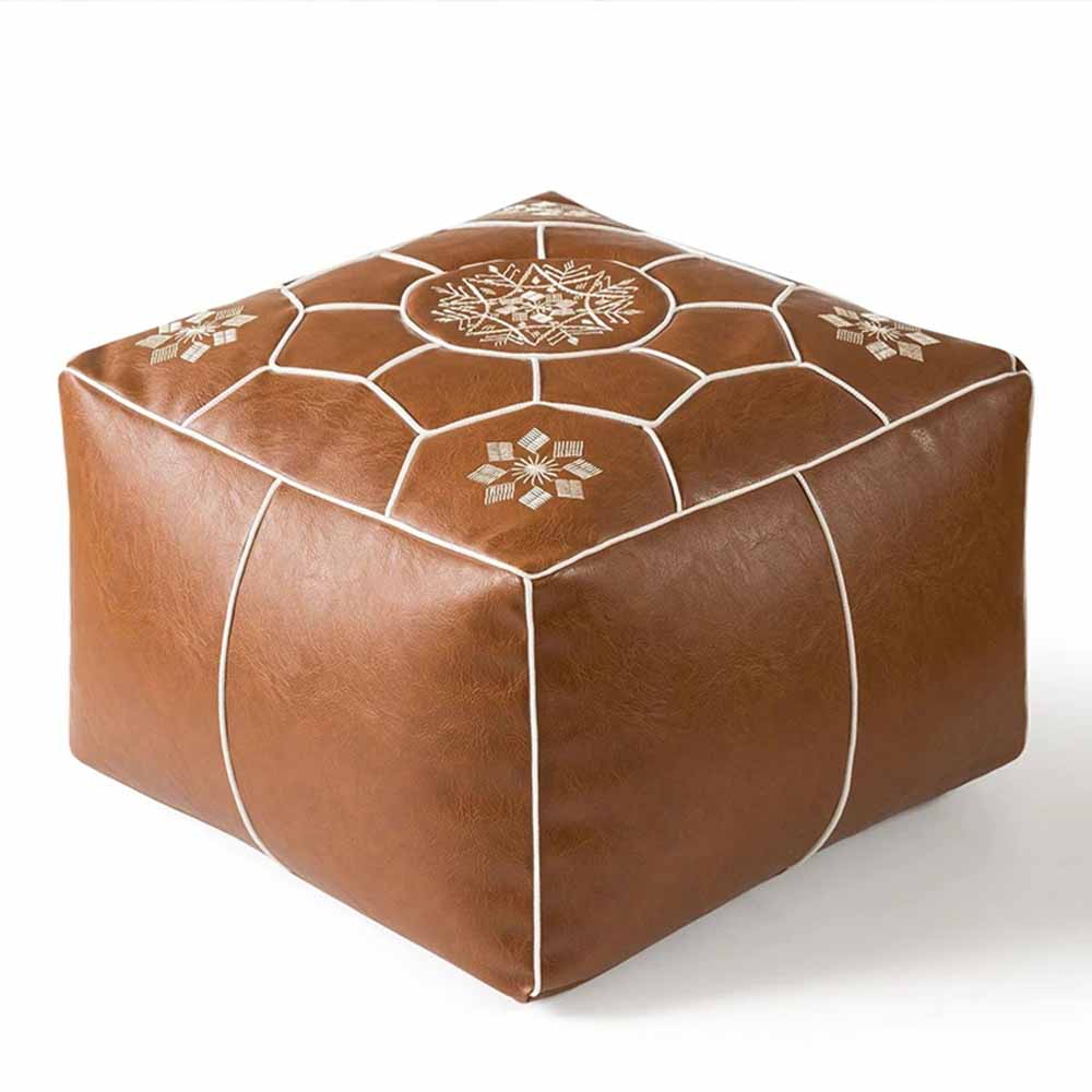 Elegant Leather Pouf Cover