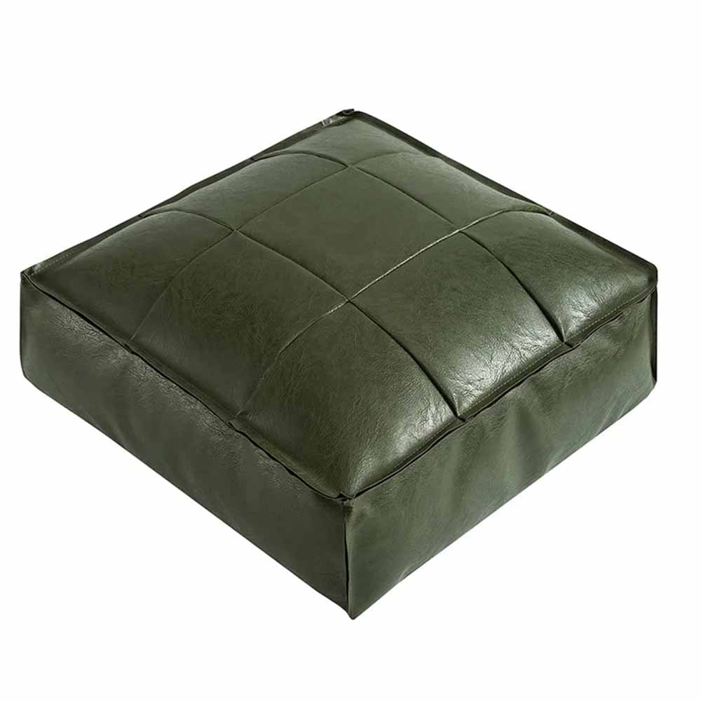 Leather Square Floor Pouf Cover